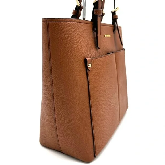 Michael Kors Jet Set Medium Pocket Tote Bag Luggage Brown